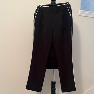 Ann Taylor Black Cropped Ankle Pants with White Side Stripe